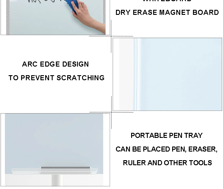 Nonglare Tempered Glass Frameless Glass Whiteboard With Stand