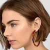 Kaimei Vintage Resin Stud Earrings Colorful Leopard Acetic Acid Acetate Plate Big Round Leopard Brown Acrylic Hoop Earrings