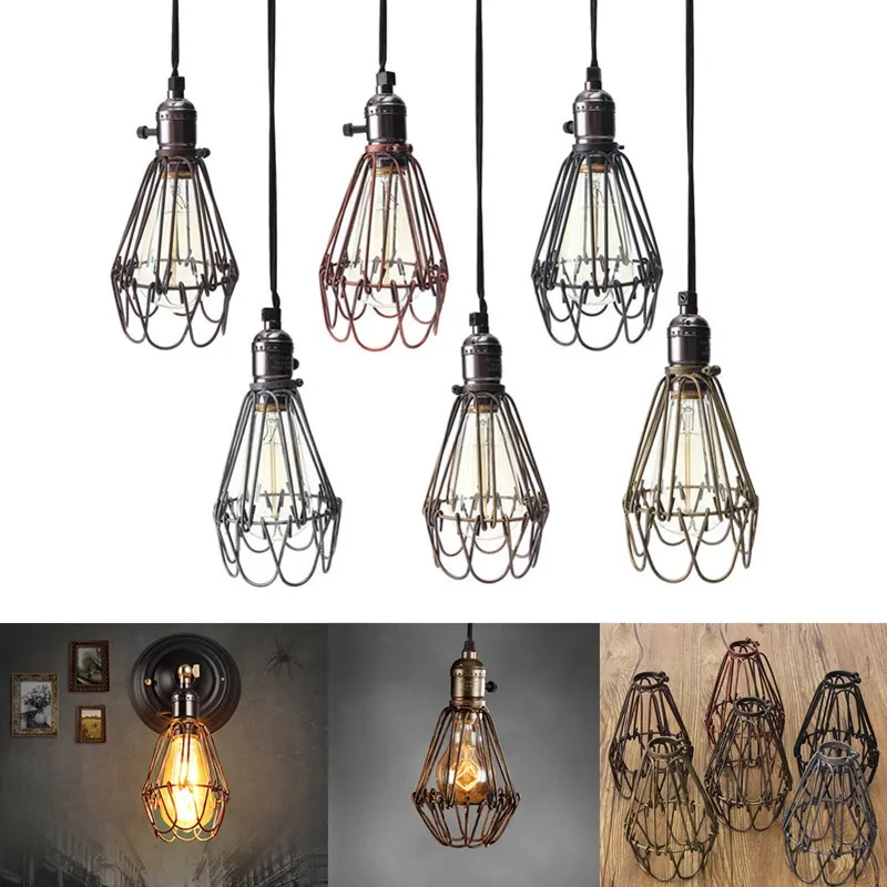 Retro Vintage Industrial Lamp Covers Pendant Trouble Light Bulb Guard Wire Cage Ceiling Fitting Hanging Bars Cafe Lamp Shade Buy Metal Lamp