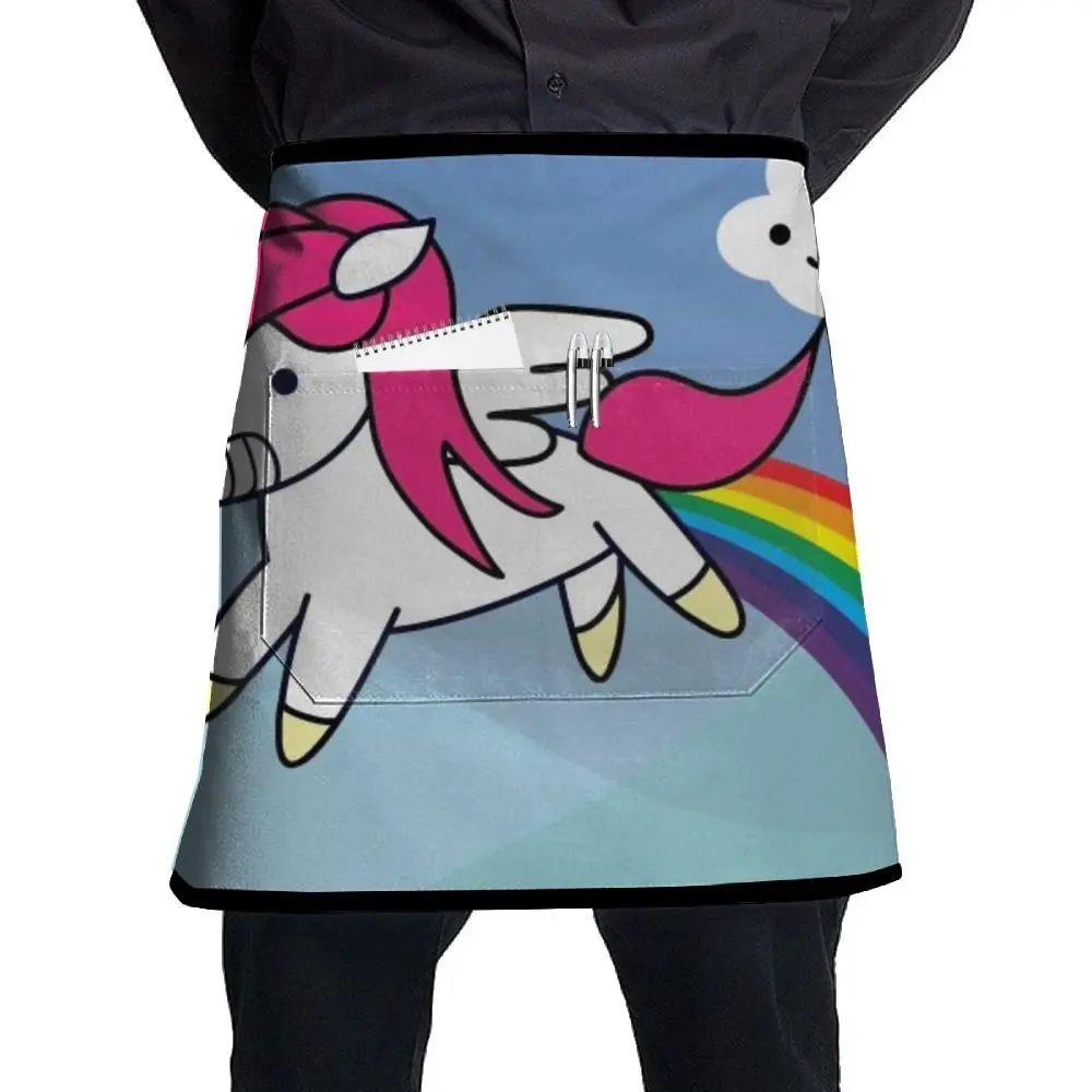 SG ULTIMATE INNO Unicorn-rainbow-wallpapers Waist Aprons With 2 Pockets For Waitress, Waiter, Chef, Baker, Servers, Waist Tie Half Waist Apron For Men & Women