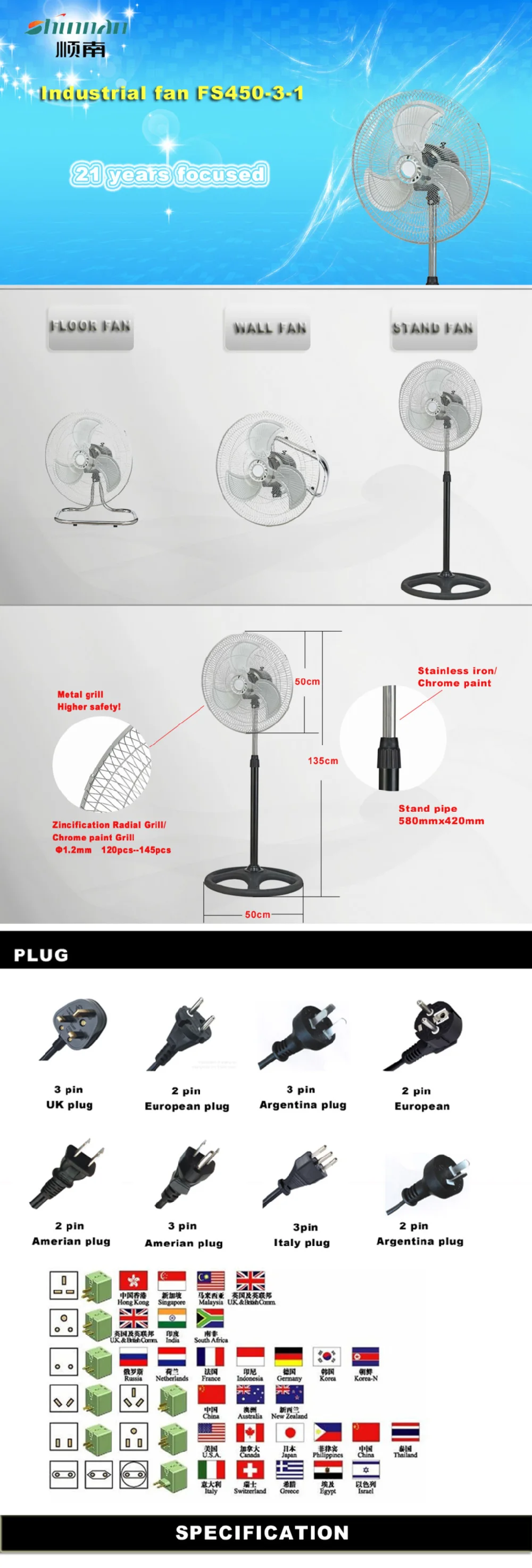 18 Inch 3 In 1 Industrial Fan Made In China,Industrial Standing Floor