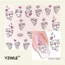 YZWLE 1 Pcs Nail Art de Água Adesivos de Unhas Beleza Wraps Foil Polonês Decalques Tatuagens Temporárias Watermark (YZW1469)