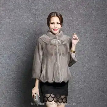 short grey fur coat