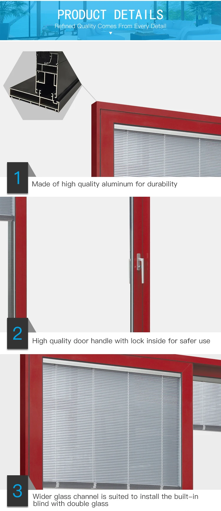 American style external aluminum security doors sliding doors for hotel