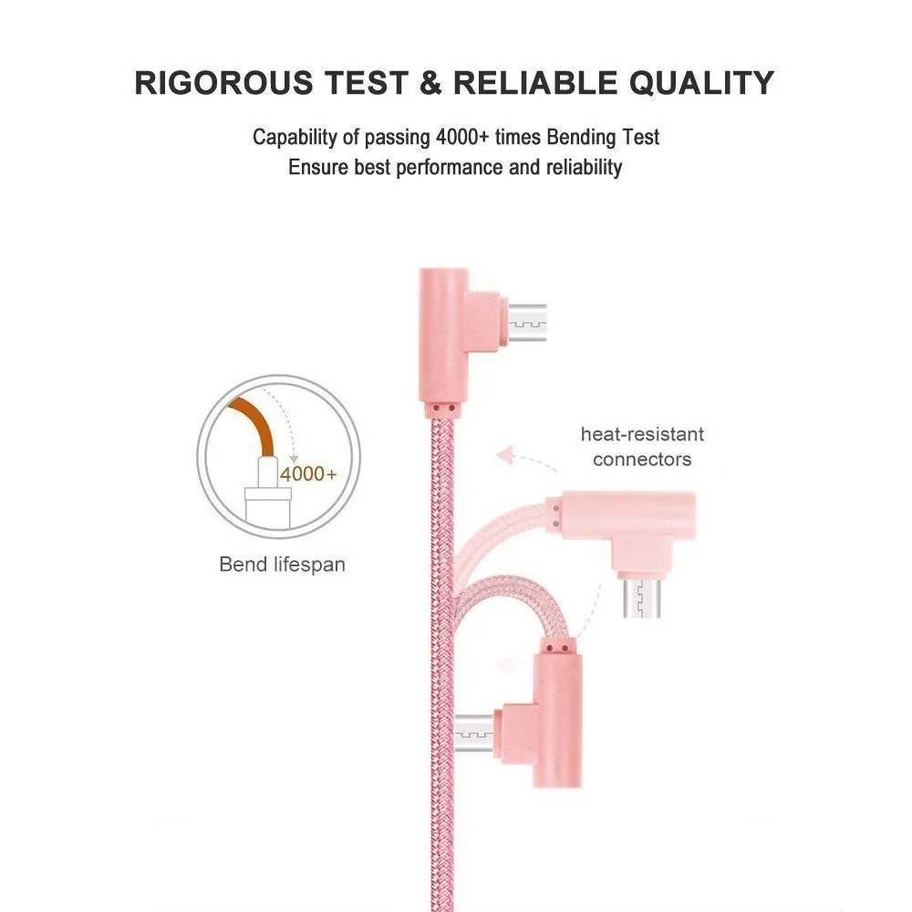 2M Nylon Braided Micro USB 90 Degree Right Angle 2A Fast Data usb Cable Sync Universal charging for for Samsung Galaxy S8 S9 S7 - ANKUX.COM