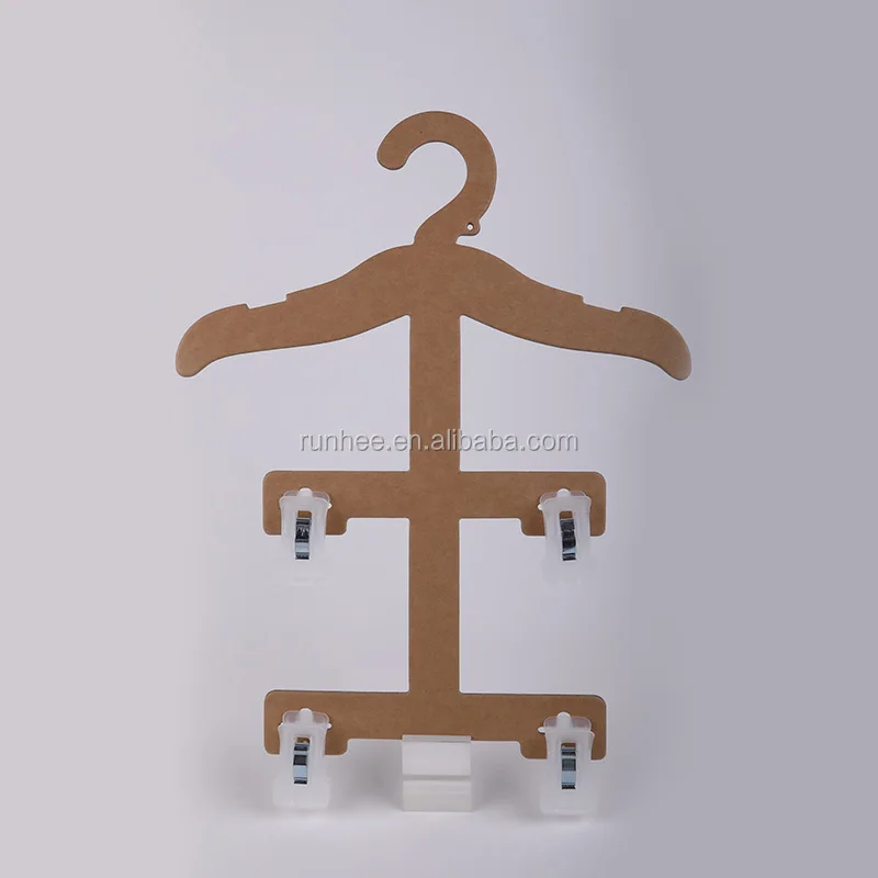Standing Kraft Paper Baby Hangers With Plastic Clips For Display Clothing Wholesale
