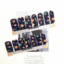 Cute Space Traveler Nail Arts Stickers 14 pcs set Full Tape Patch Waterproof Foils Decals Polish