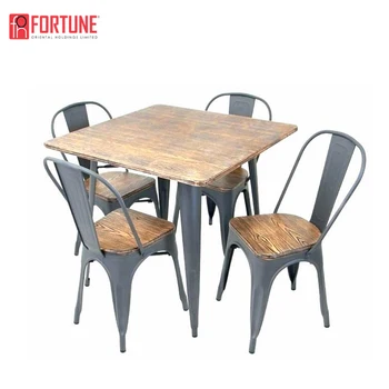 Cafe Restaurant Conjiont Tables And Chairs In Stainless Steel For