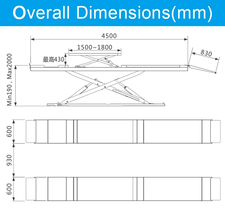 Low Profile Scissor Car Lift Super-thin Hydraulic Car Jack Lift Surface ...