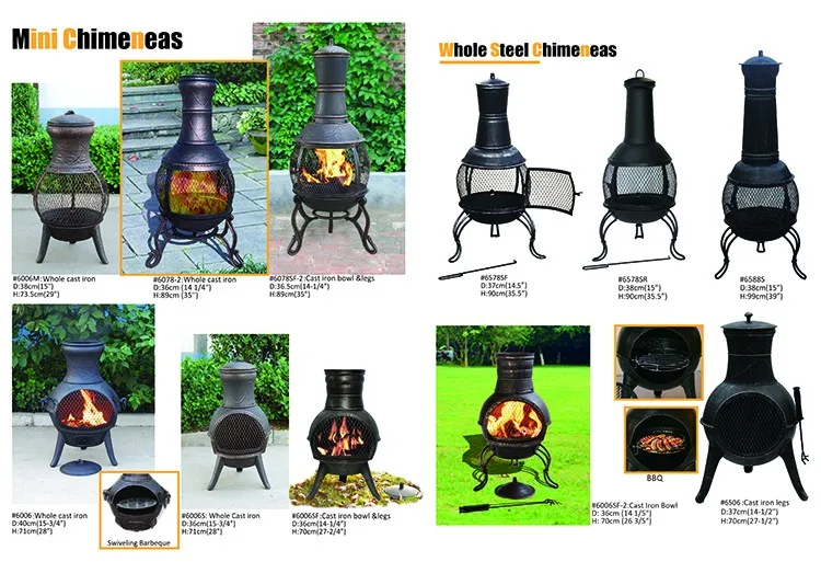 Garden Wood Burning Cast Iron Fire Pit With Chimney - Buy ...