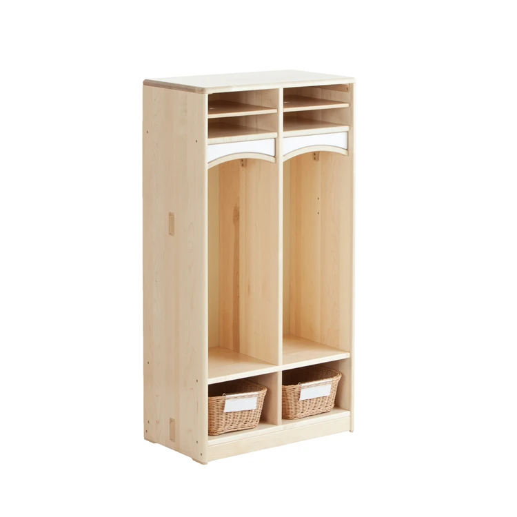High Quality Preschool Furniture Wooden Baby Wardrobe Clothes