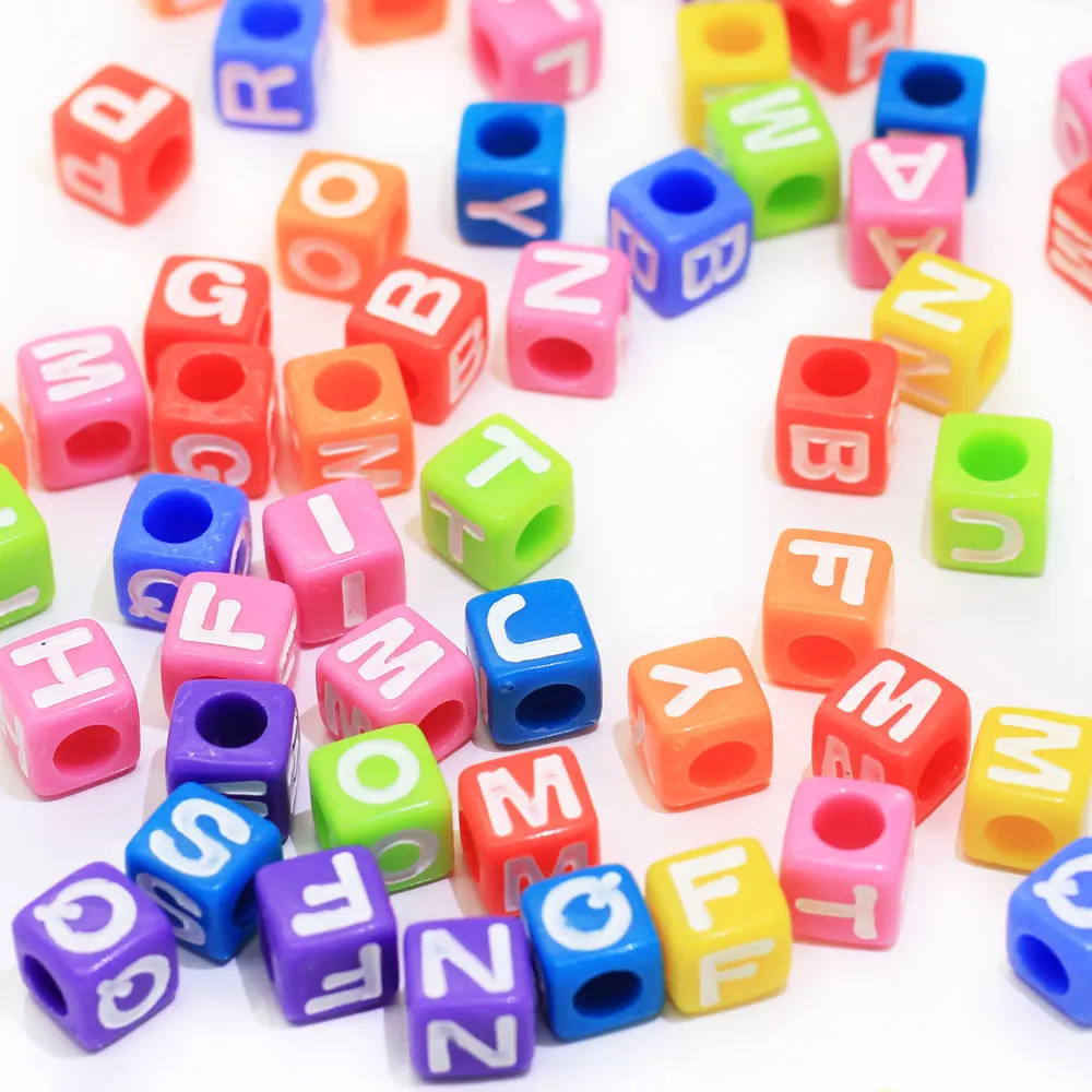 100pcs 6mm Acrylic Spacer Beads Letter Beads Square Alphabet Beads for  Jewelry Making DIY ABC Beads Alphabet Beads Letter Cube Beads Small 