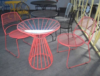 Metal Steel Wire Bistro Furniture Bright Color Metal Wire Chair