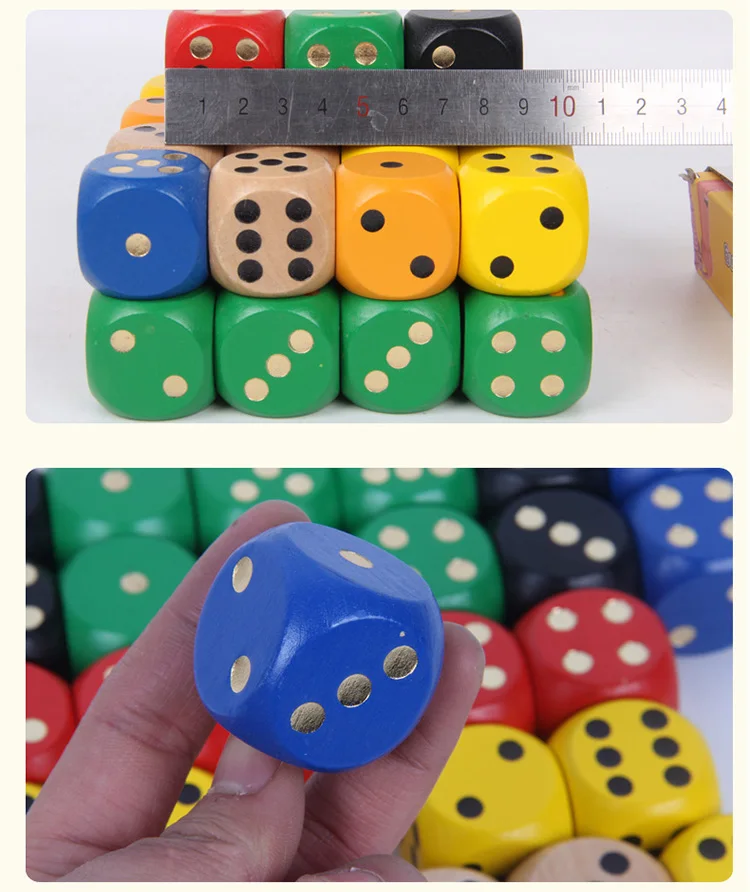 Custom Color Point Wood Dice 3cm 4cm Entertainment Party Family Game