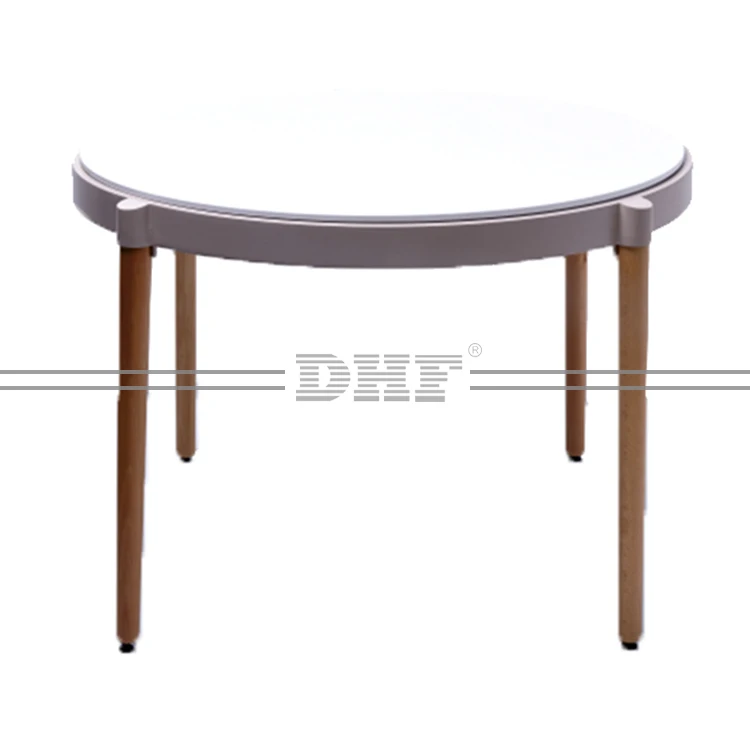 Wholesale New Design Tops Mdf Round Dining Table With Wood Leg Buy