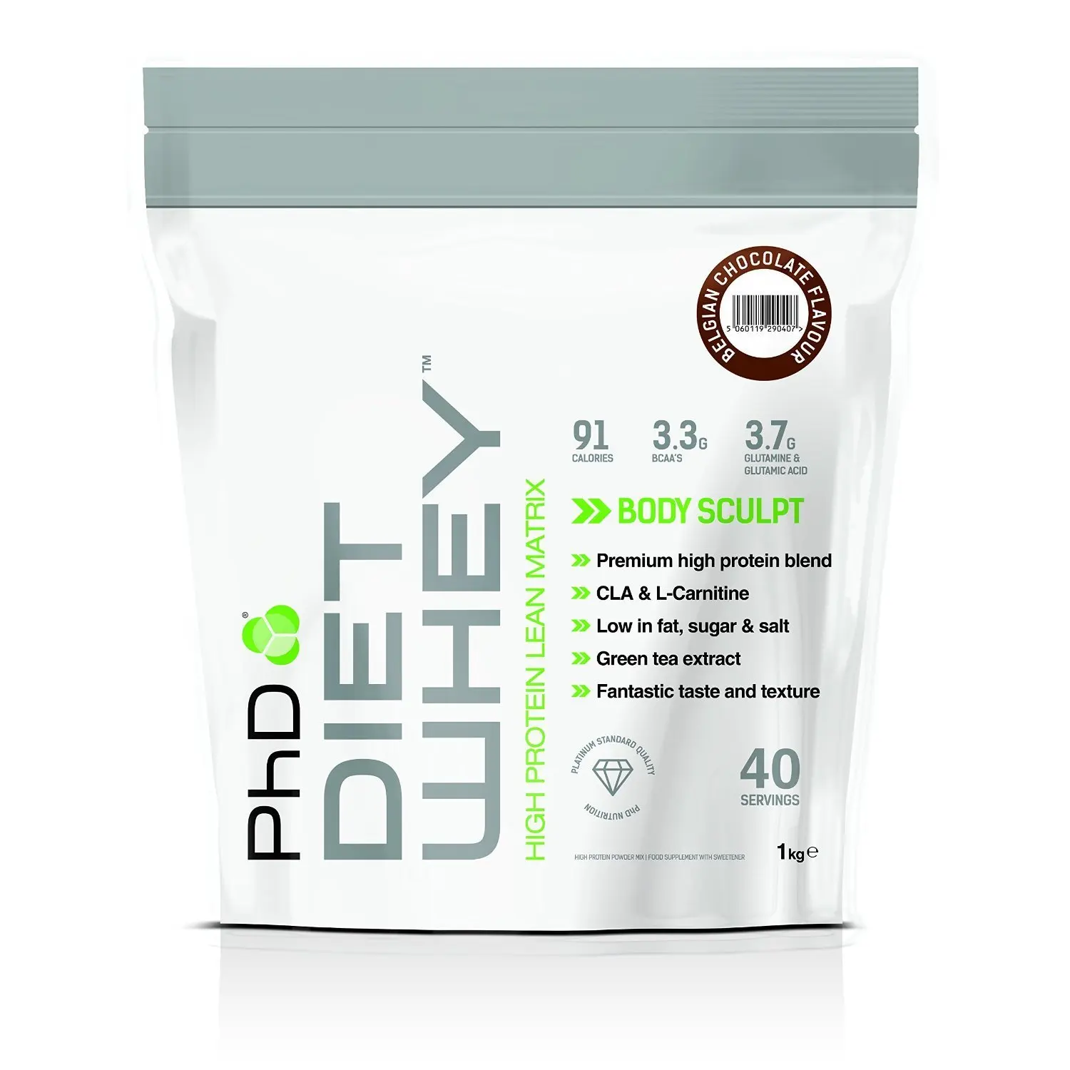 PhD Nutrition Diet Whey Protein - Belgian Chocolate (1Kg) - Pack of 2