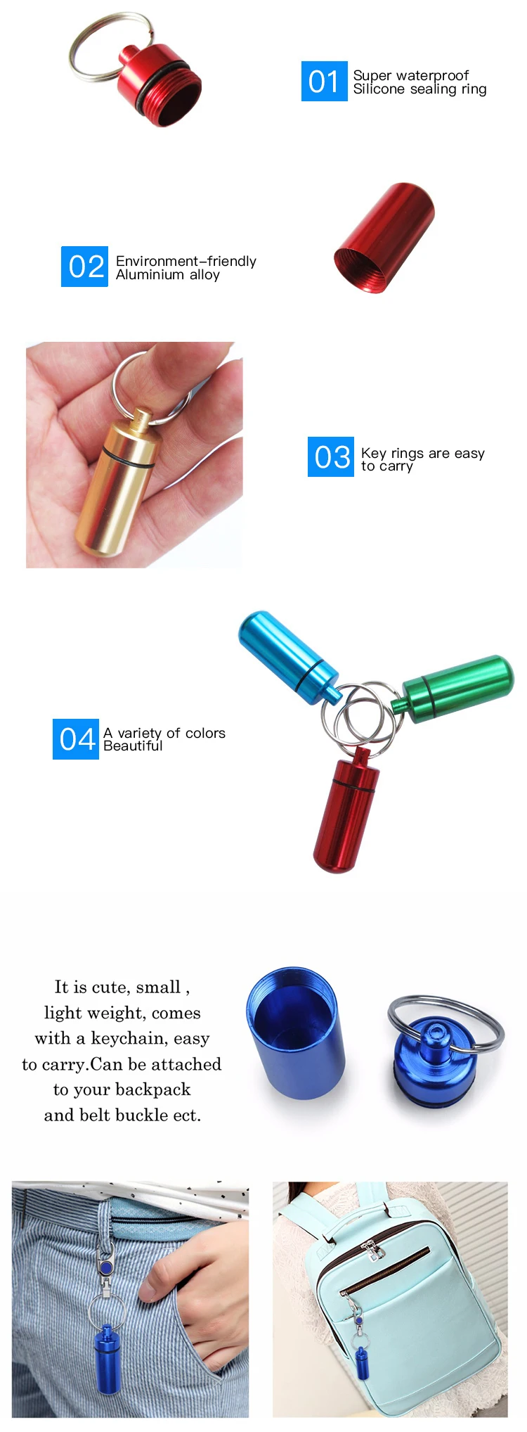 Wholesale Custom Round Medicine Box Colorful Pill Boxes Portable Waterproof Mini Travel Aluminum