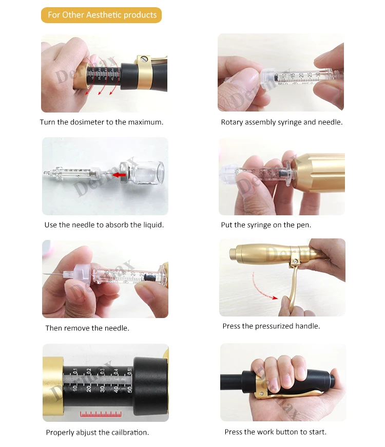 luxury 3&5 ml hyaluronic acid dermal filler serum needle-free injector pen