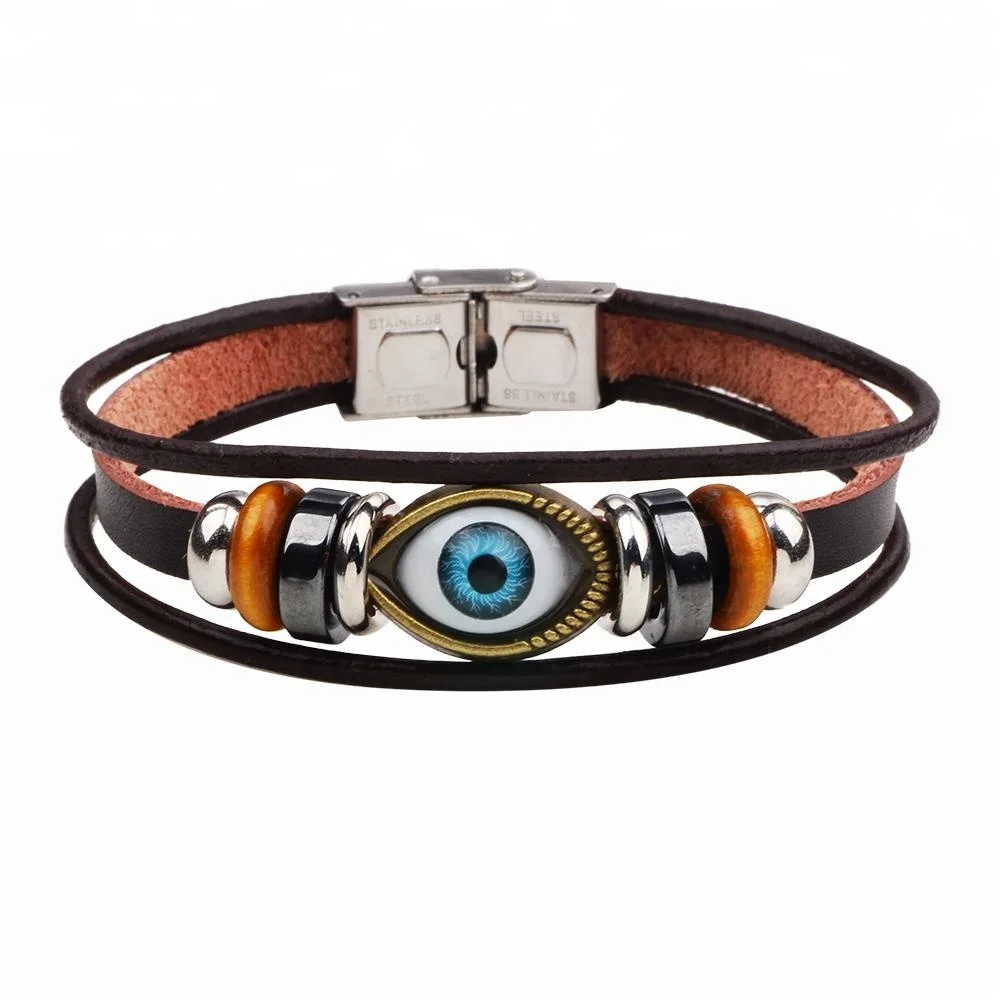 Fashion Stainless Steel Buckle Resin Devil Eye Inlaid Alloy Charm ...