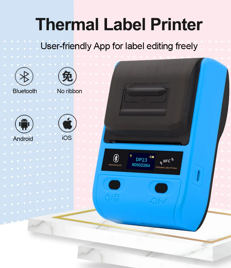 Detongdp23 2 Inch Colorful Printer Portable Label Printer Clothing Tag