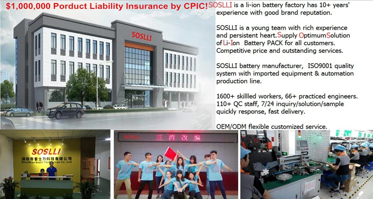 SOSLLI 18.5V 5200mAh 5S2P 18650 rechargeable lithium ion battery pack for smart tablet