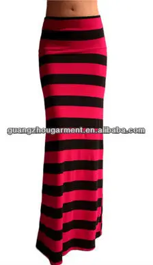 Striped Maxi Skirt Long Flowing High Waist Fold Over Size Skirt From ...