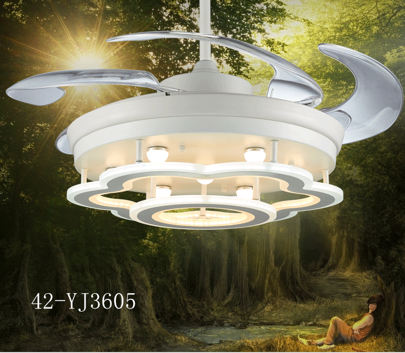 Flower Design Ceiling Fans With Retractable Blades And Light Buy