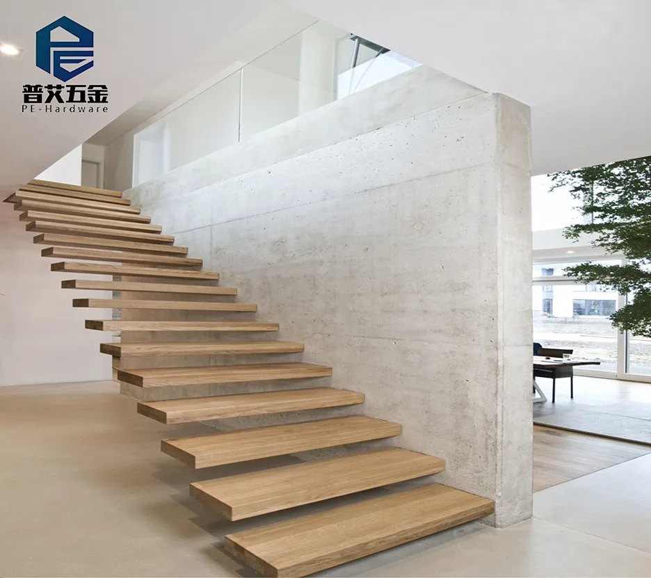 Indoor Floating Solid Wood Tread Stairs/staircases Buy Floating
