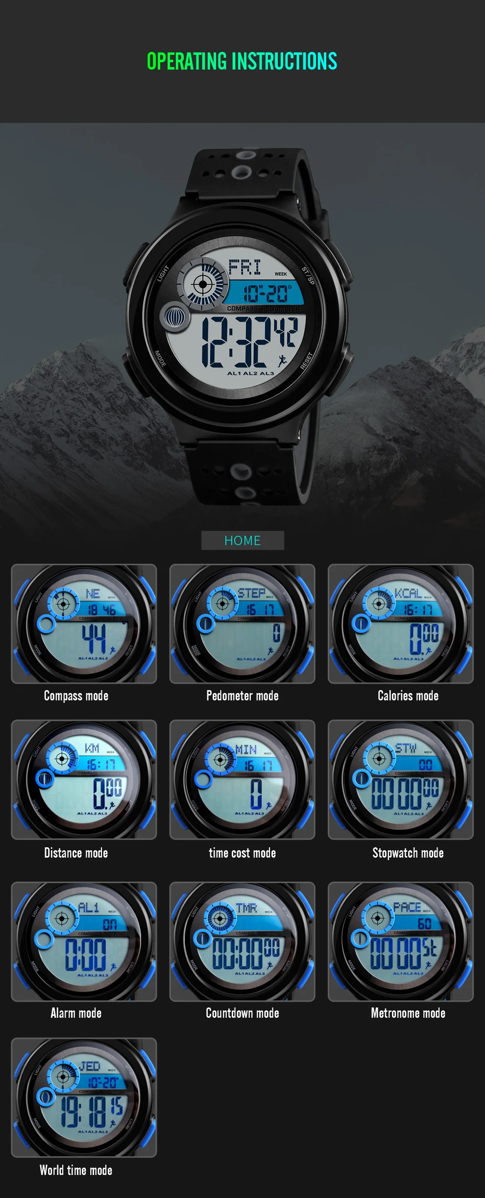 skmei 1375 multifunction digital sport watch Alibaba