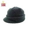 Windproof knitting pattern heather gray mens winter beanie hats with bill