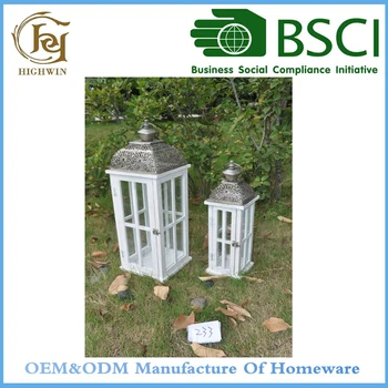 White Wooden Box Galvanized Garden Lanterns Candlestick White Wooden Box Galvanized Garden Lanterns Candlestick