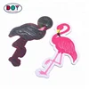 Laser Cut Fabric Custom Flamingo Animal Logo Machine Woven Clothing Patches with Iron-on Backing