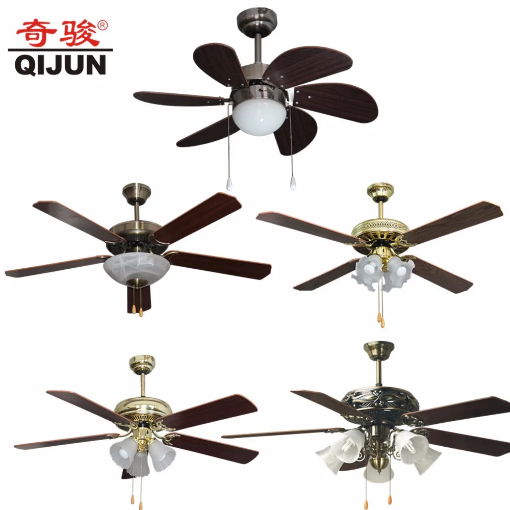 classic design 52inch decorative ceiling fan with light wooden 5 blade