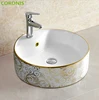 Chaozhou Coronis sanitary wares gold plated colored flower basin