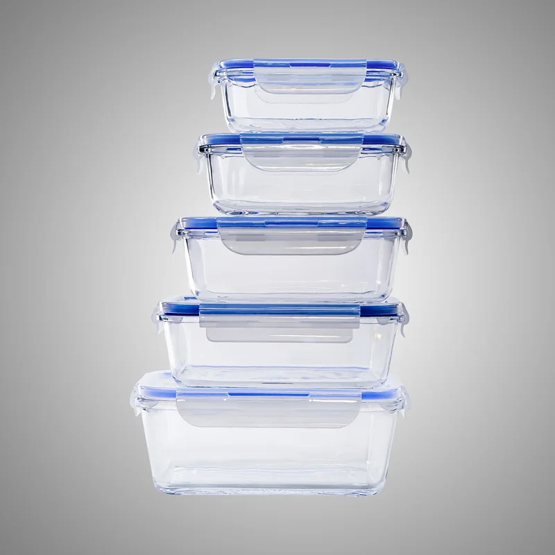 Bpa Free 5pcs Microwavable Food Grade Meal Prep Glass Containers With
