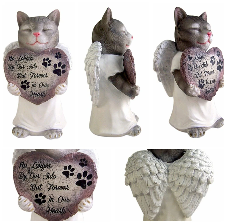 Pour Animaux De Compagnie De Chat Avec Des Ailes D Ange Pierre Commemorative Statue En Resine De Decoration De Jardin Buy Decoration De Jardin Chat En Resine Chat Pour Animaux De Compagnie Avec Ailes