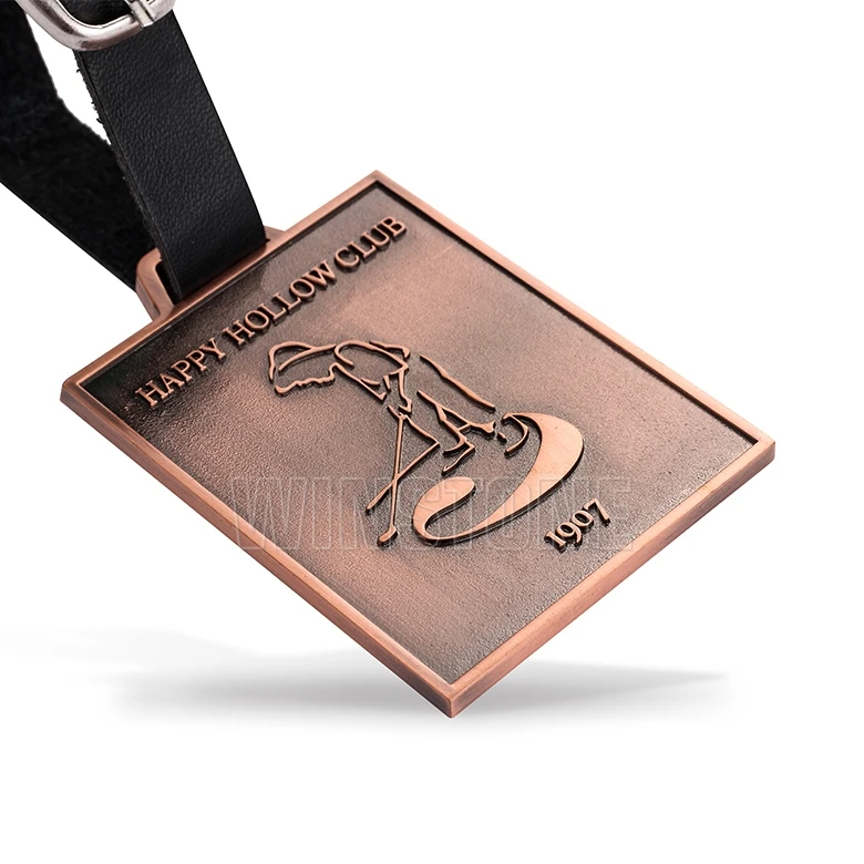 Customized Antique Metal Golf Bag Tag With Leather Strap Buy Golf Bag