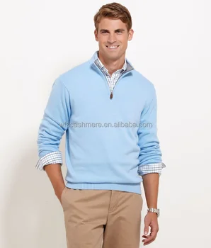 14gg Light Blue Men Cashmere Jumper Sweater With Half-zipper - Buy ...