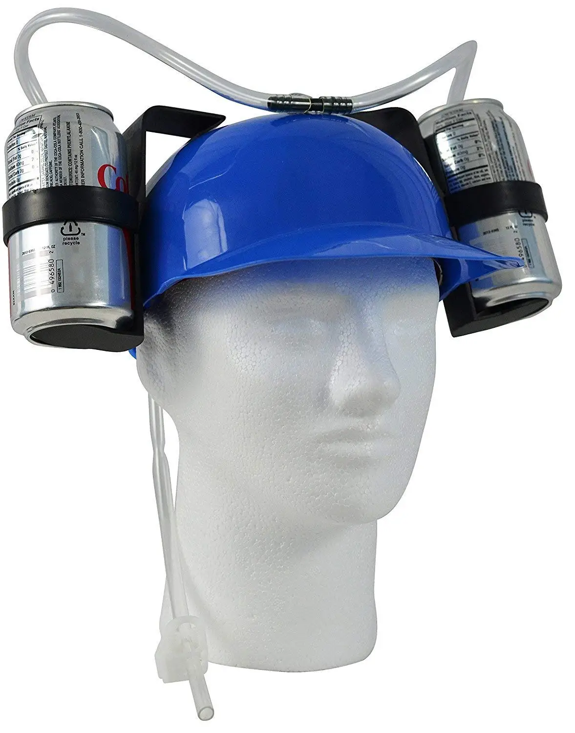 Guzzler Drinking Helmet Hard Hat Beer Soda Dual Can Drinking Straw Drinking Cap