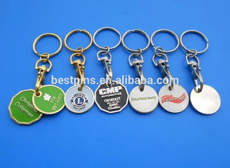 Custom Printed Logos Shopping Cart Trolley Token With Keyring ...