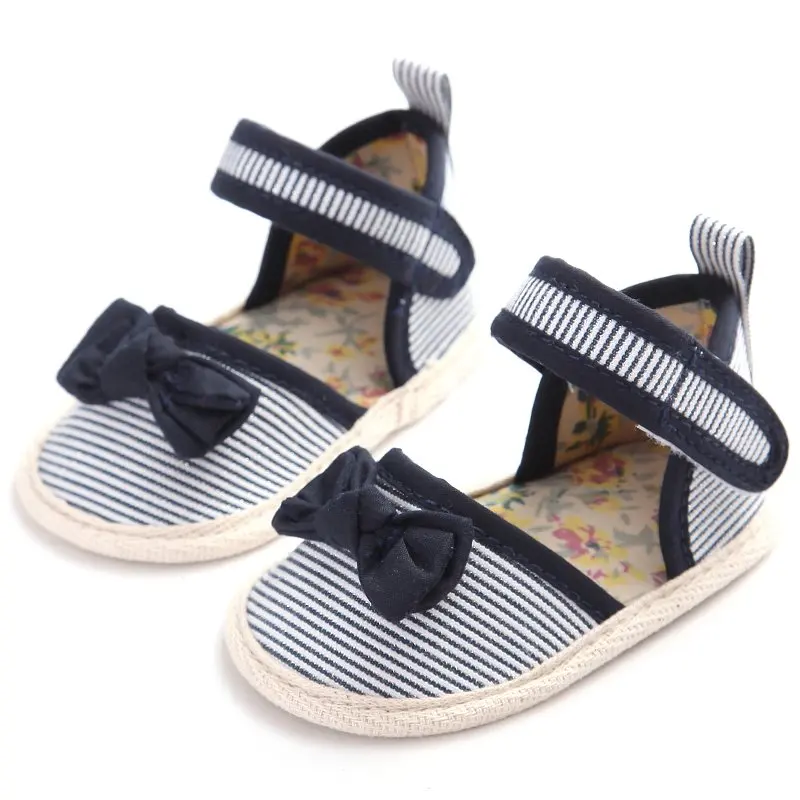 Hot Sell New Toddlers Baby Girls Shoes Striped Bowknot Princess Shoes Infant Anti Slip Prewalkers 0