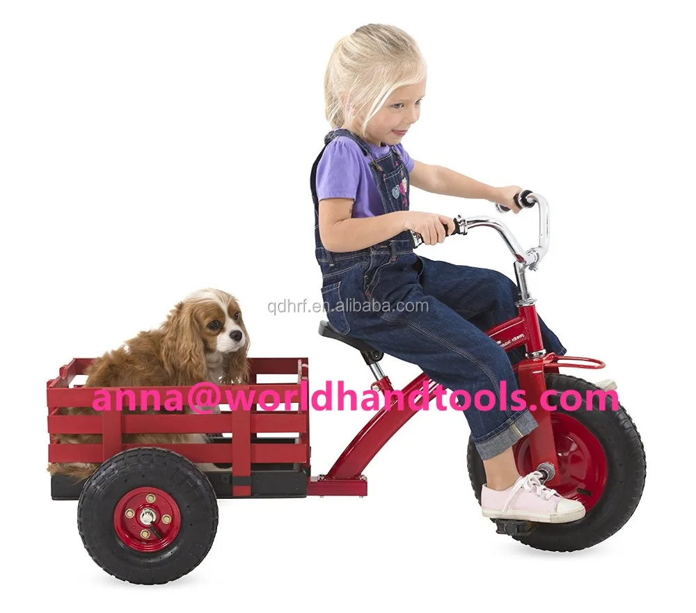 Classic Red Tricycle Heavy Duty Steel Adjustable Seat Outdoors Toys