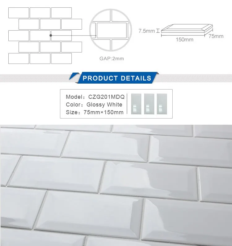 Cải thiện nhà tường phòng tắm nhà bếp backsplash 3x6 trắng bevel tàu điện ngầm gạch tàu điện ngầm gạch gốm