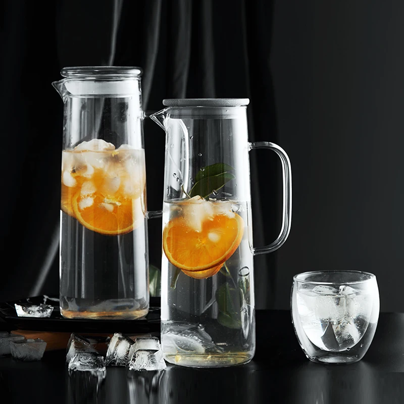 1.5l Clear Borosilicate Glass Water Pitcher With Handle Glass Pitcher ...