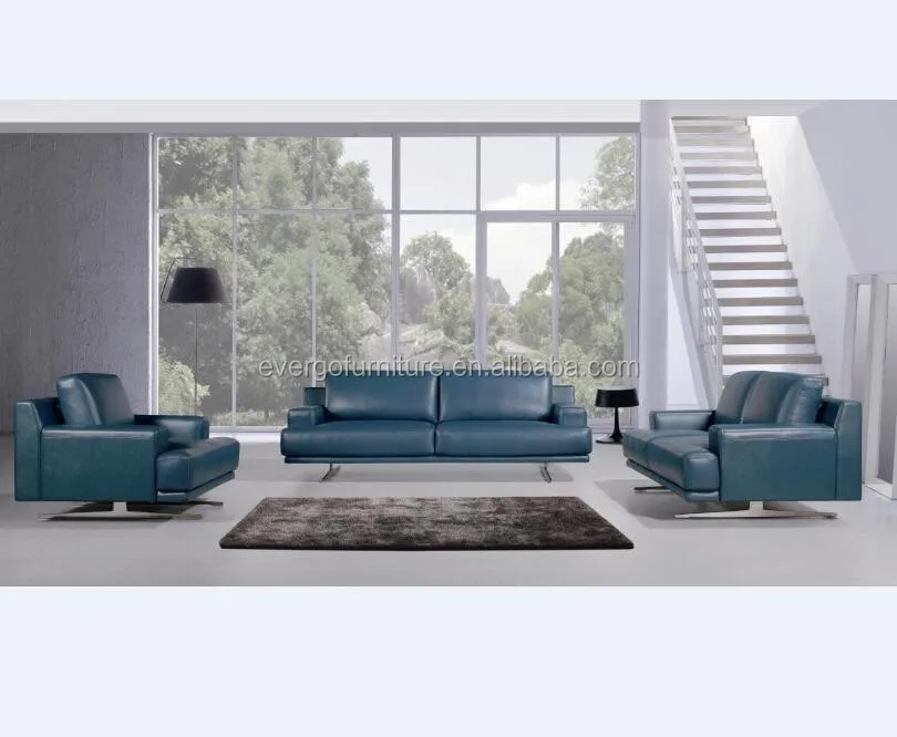 Italian Style Furniture Full Top Leather Blue Leather Sofa Set Buy
