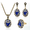 Luxury bridal sapphire pendant necklace stud earring jewelry set