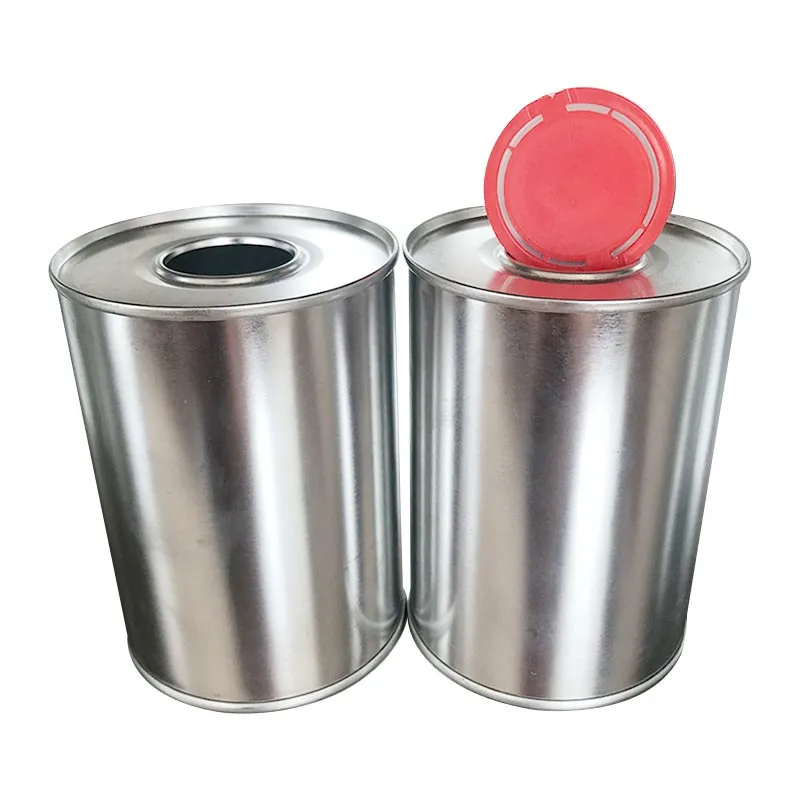 500ml Empty Chemical Oil Tin Can With Plastic Lid Round Box Container