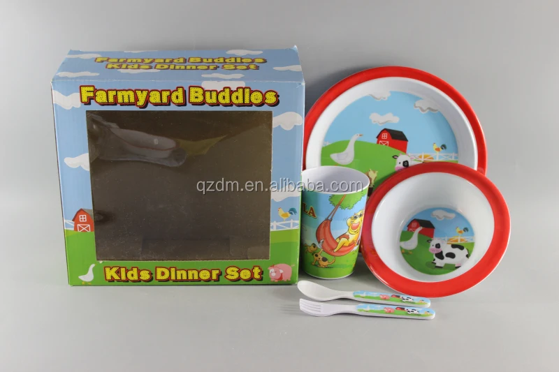 5PCS Melamine Kids Set , Children Plastic Tableware