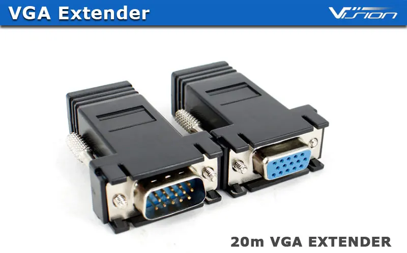 2xextender Vga Rgb Hdb Male To Lan Cat5 Cat6 Rj45 Net Cable Female ...