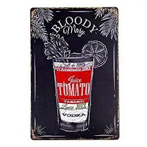 T-ray Tin Sign Nostalgic Alcohol Retro Bloody Mary recipe